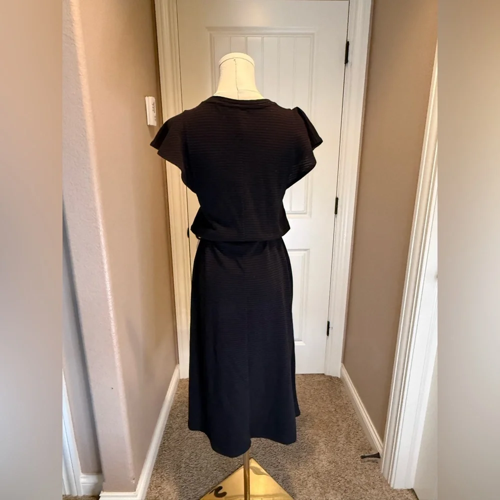 GAP Flutter Sleeve Midi Dress in a black stripe - Picture 3 of 5